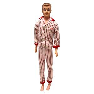 Vintage 60s Clone Ken Doll Male 12 in Fashion Doll Baseball Uniform Red White